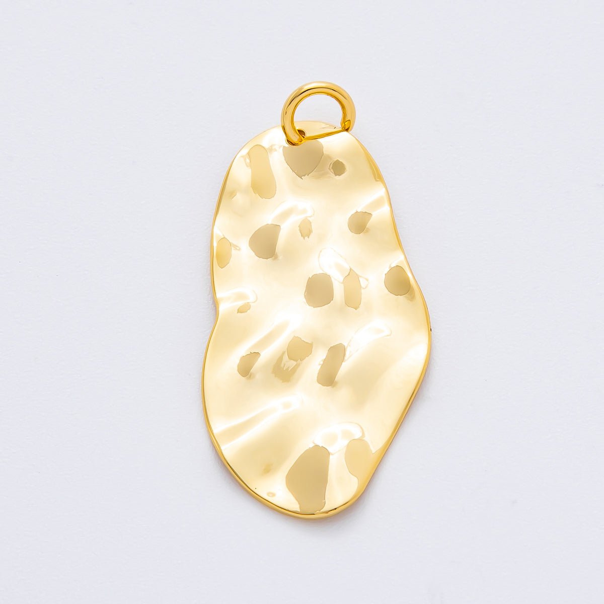 18K Gold Filled 39mm Hammered Organic Shape Charm | N - A1527 - DLUXCA