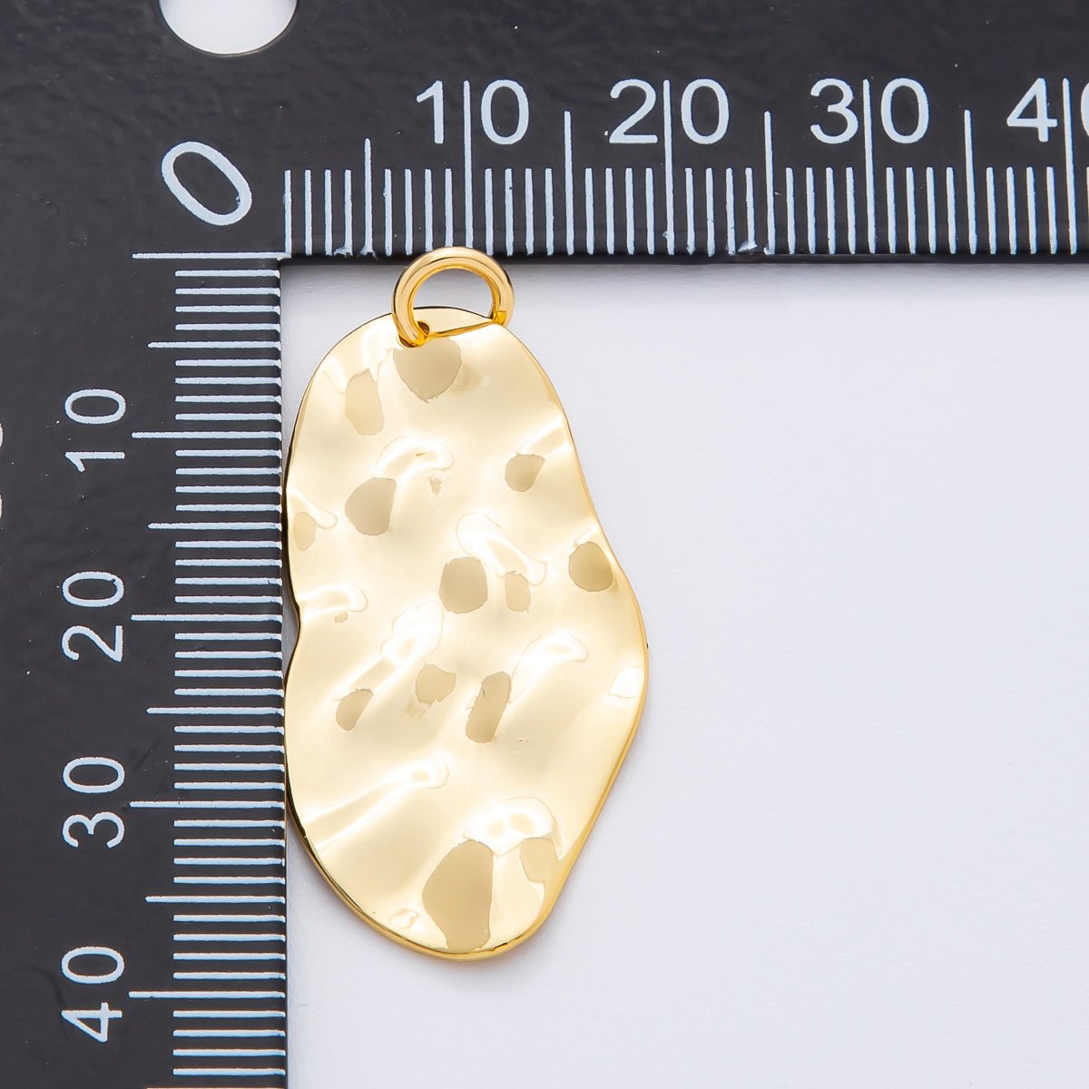 18K Gold Filled 39mm Hammered Organic Shape Charm | N - A1527 - DLUXCA