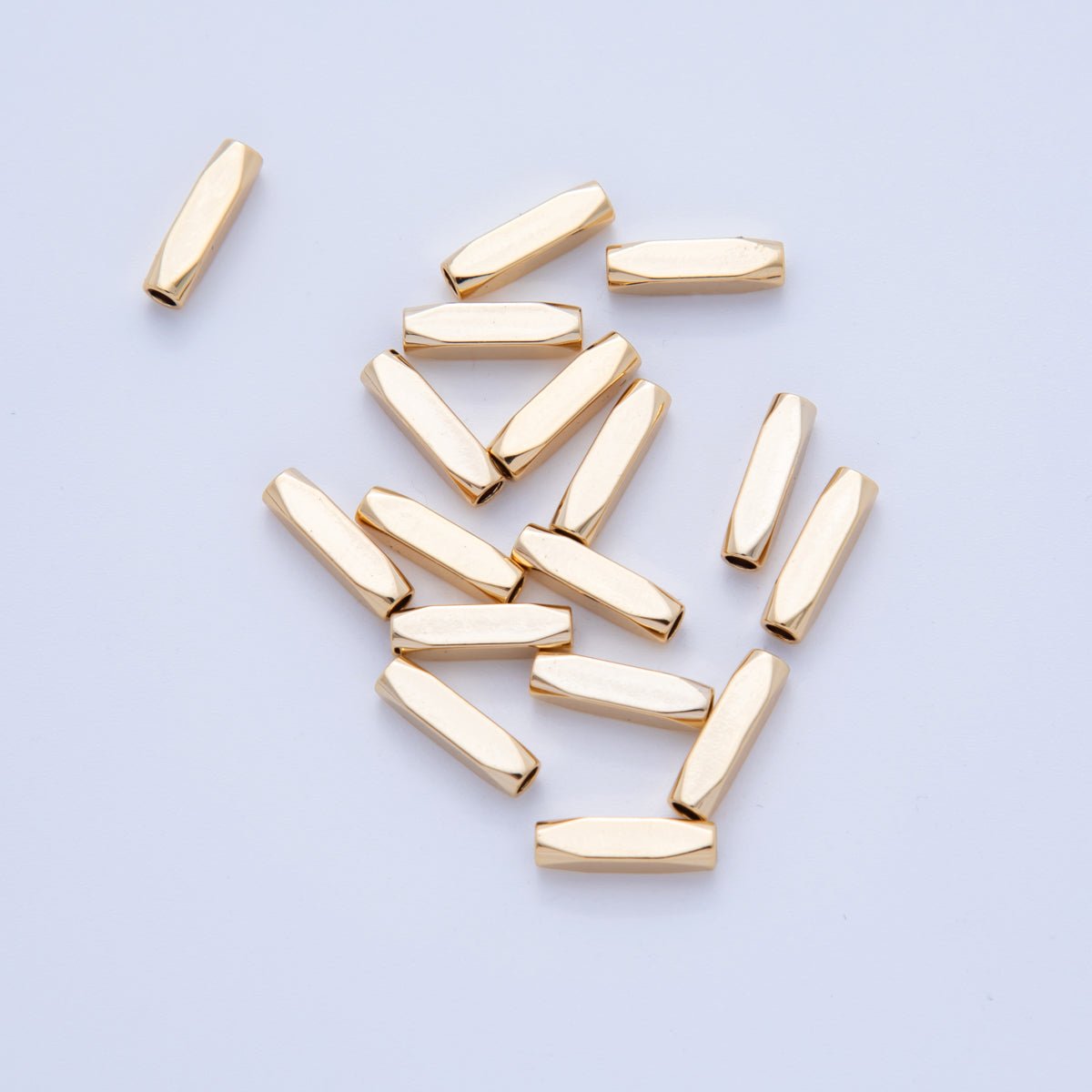 18K Gold Filled 3mm Edged Cylinder Tube Mini Bead Set by 10 Pieces | B741 - DLUXCA