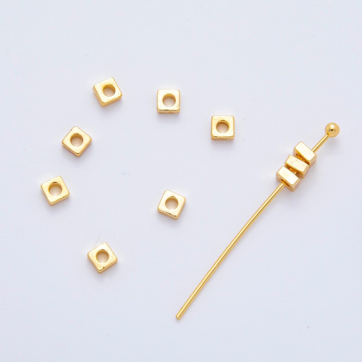 18K Gold Filled 3mm Flat Square Spacer Bead | AF - A1090 - DLUXCA