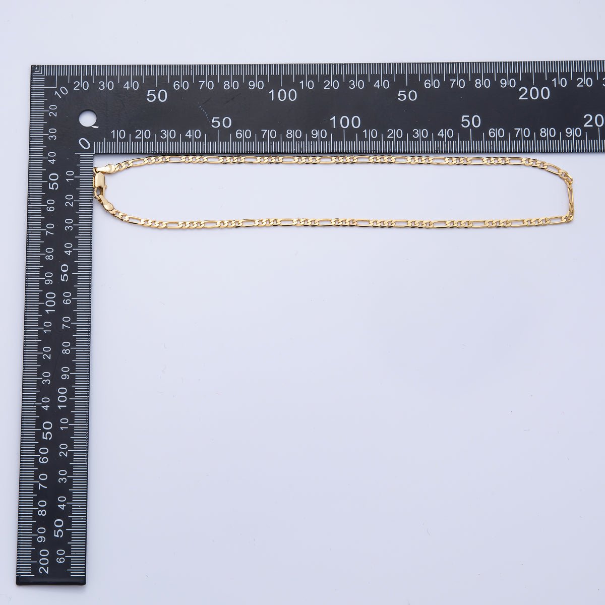 18K Gold Filled 3mm Minimalist Figaro Chain 16 Inch Choker Necklace | WA - 3986 - DLUXCA