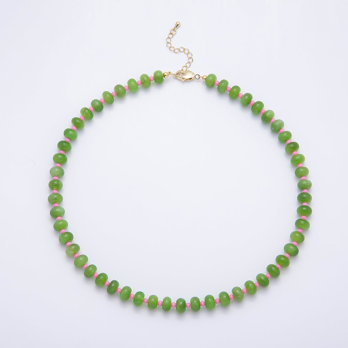 18K Gold Filled 3mm Multicolor Spacer Rondelle Gemstone 16.5 Inch Choker Necklace | WA-00295 - DLUXCA