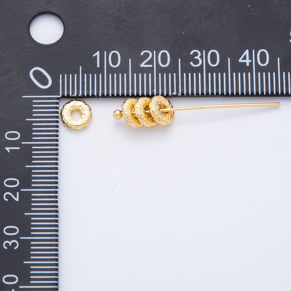18K Gold Filled 3mm Tiny Textured Donut Tiny Disc Spacer Bead | AF - A1086 - DLUXCA