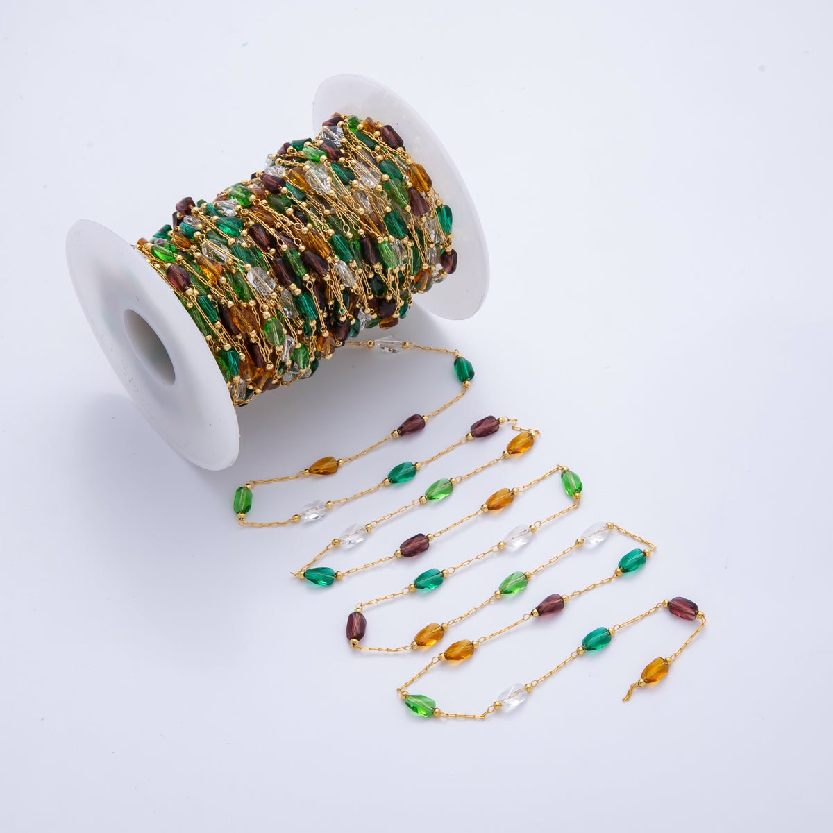 18K Gold Filled 3mm Unfinished Glass Bead Satellite Chain by Yard | ROLL - 1700 - DLUXCA