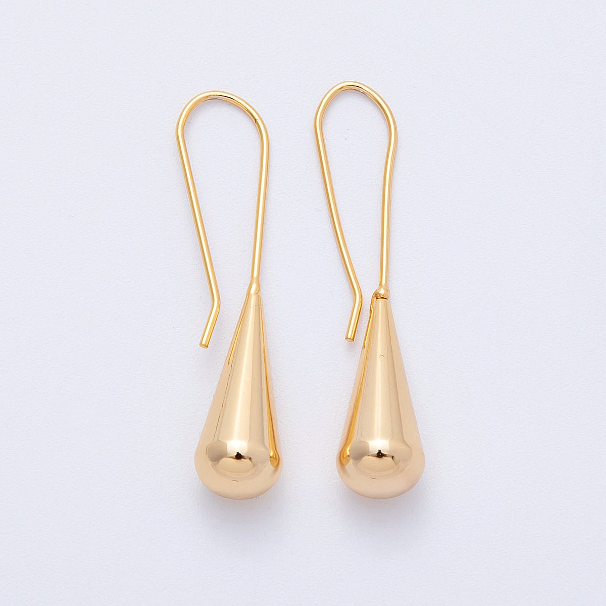 18K Gold Filled 40mm Minimalist Teardrop Fish Hook Drop Earrings | Earrings - 00164 - DLUXCA