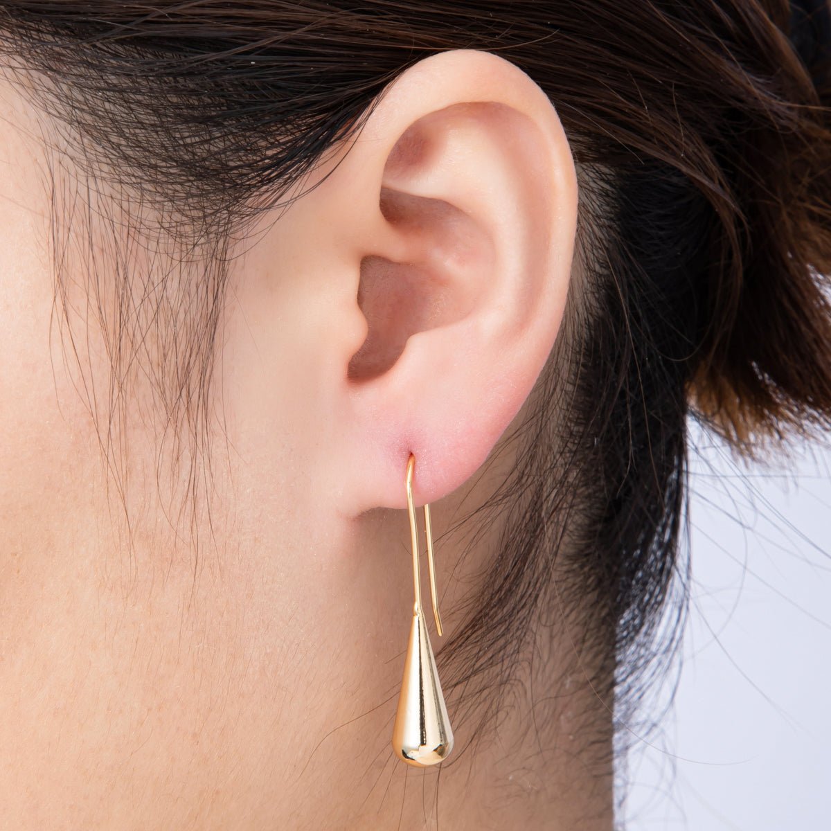 18K Gold Filled 40mm Minimalist Teardrop Fish Hook Drop Earrings | Earrings - 00164 - DLUXCA