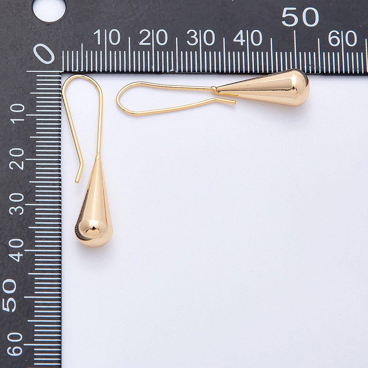18K Gold Filled 40mm Minimalist Teardrop Fish Hook Drop Earrings | Earrings - 00164 - DLUXCA
