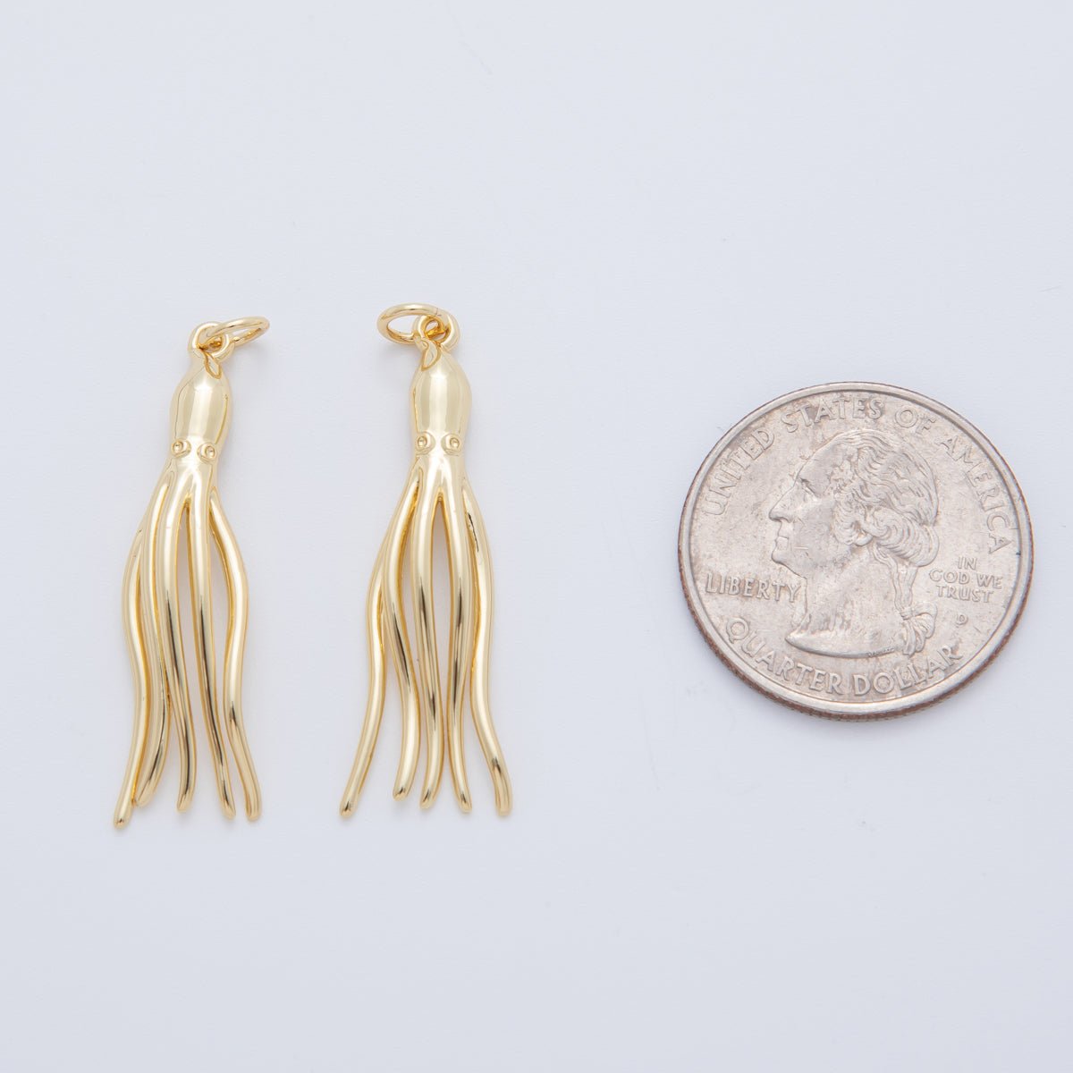 18K Gold Filled 40mm Octopus Squid Minimalist Charm | AF410 - DLUXCA