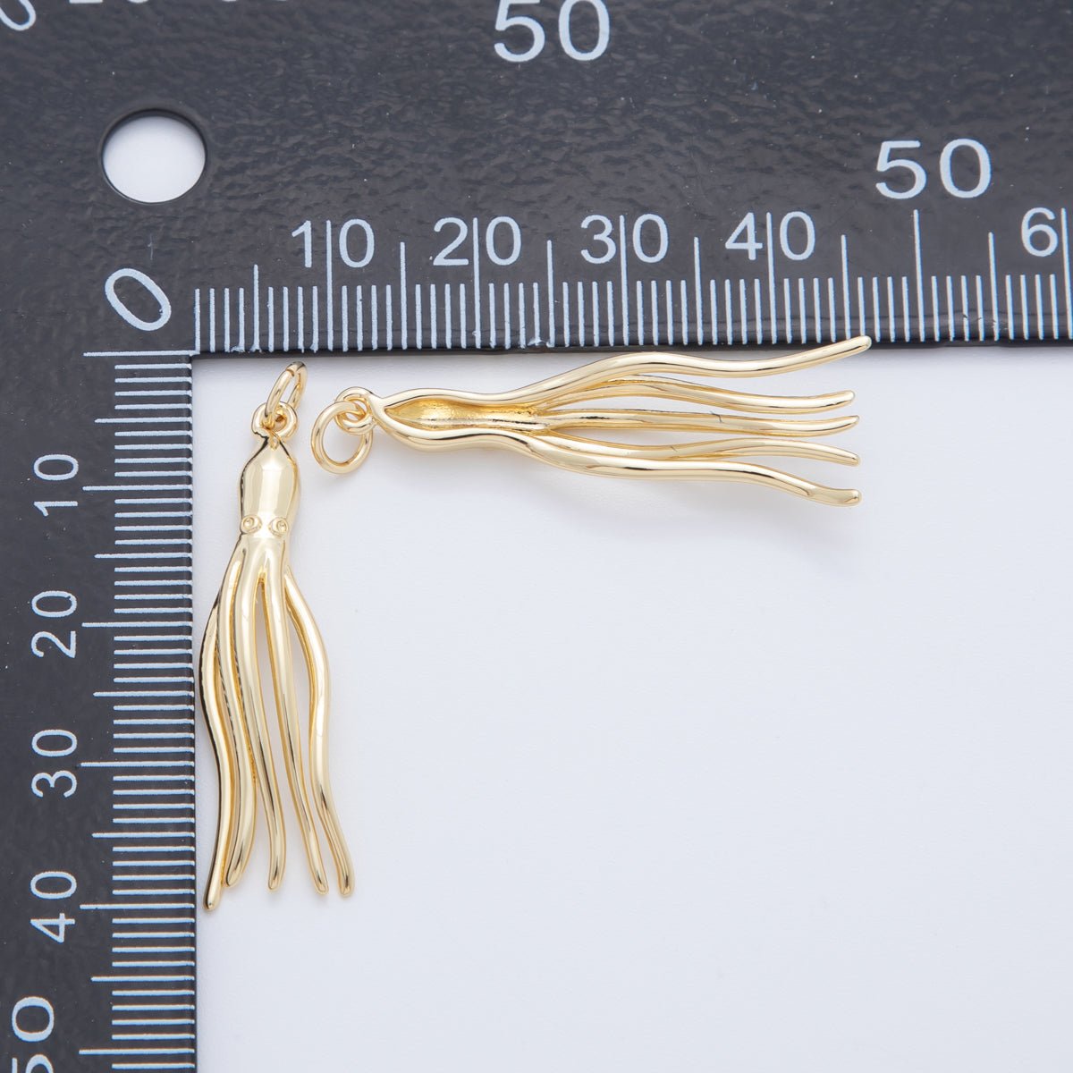 18K Gold Filled 40mm Octopus Squid Minimalist Charm | AF410 - DLUXCA