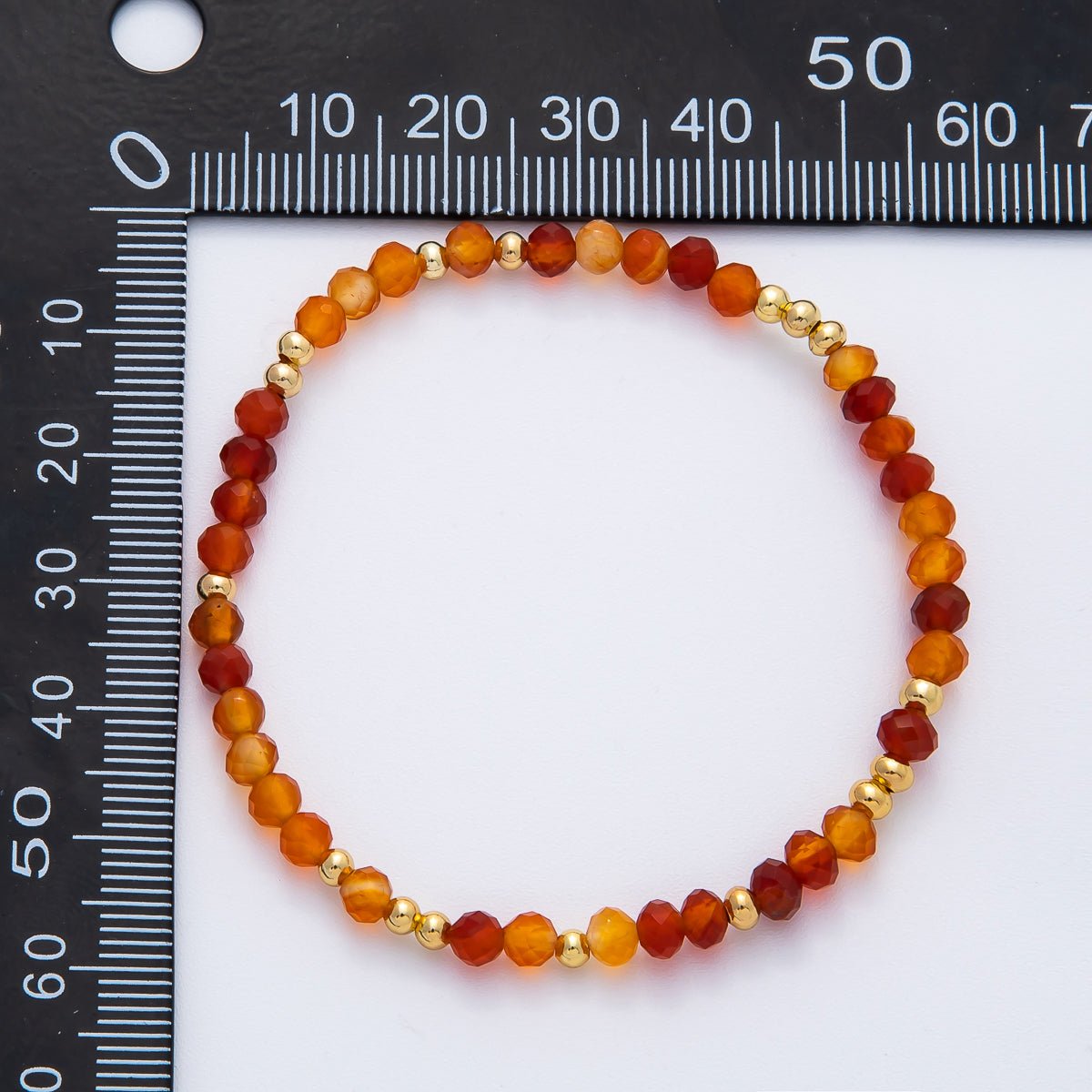 18K Gold Filled 4.1mm White, Fuchsia, Green Gemstone Handmade Beaded Bracelet | WA - 3451 - WA - 3457 - DLUXCA