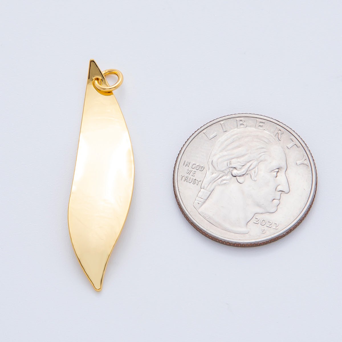 18K Gold Filled 42mm Leaf - Like Organic Freeform Shape Charm | N - A1821 - DLUXCA