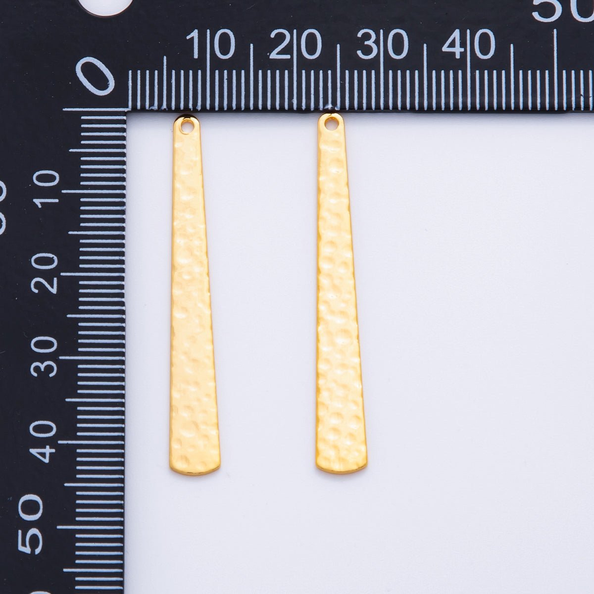 18K Gold Filled 43mm Dotted Hammered Bar Rectangular Thin Charm Finding | Z1176 - DLUXCA