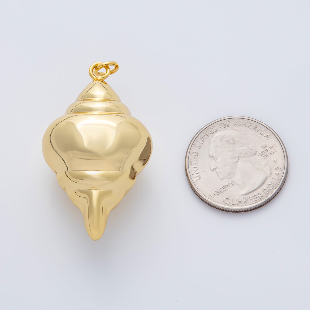 18K Gold Filled 44mm Big Sea Snail Shell Nautical Charm | AF1409 - DLUXCA