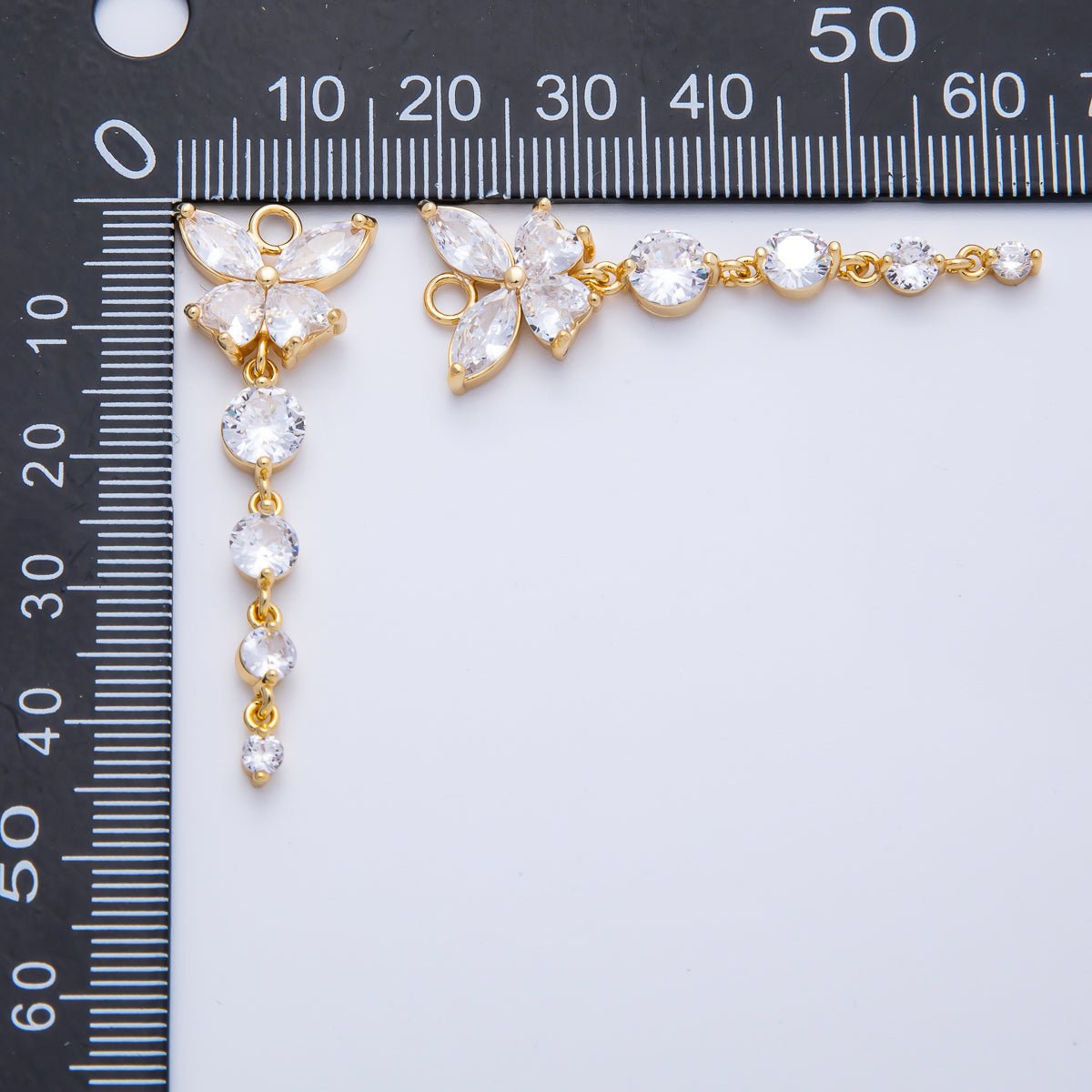 18K Gold Filled 45mm Clear CZ Butterfly Lariat Drop Charm | Charms - 00054 - DLUXCA