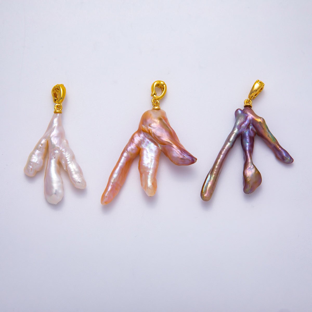 18K Gold Filled 45mm Colorful Baroque Freshwater Pearl Natural Coral Pendant | Charms - 00493 - Charms - 00495 - DLUXCA