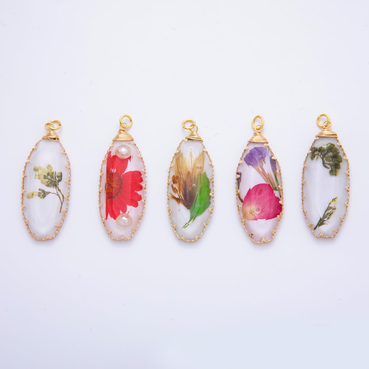 18K Gold Filled 45mm Eternal Petal Bloom Flower Resin Charm | AH860 - AH864 - DLUXCA