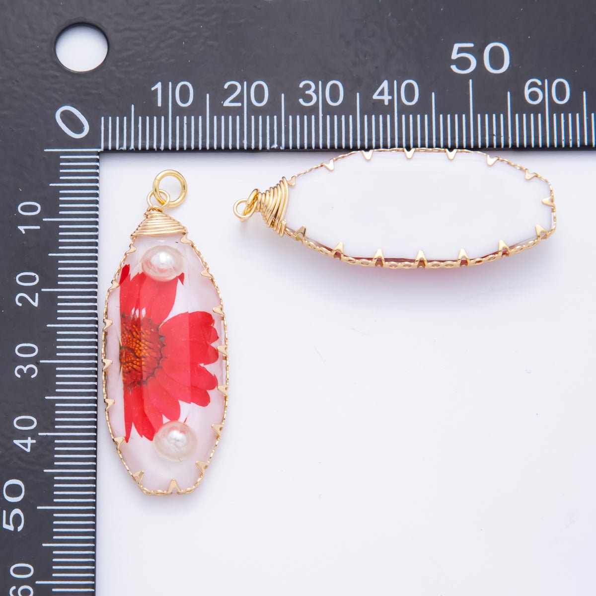 18K Gold Filled 45mm Eternal Petal Bloom Flower Resin Charm | AH860 - AH864 - DLUXCA