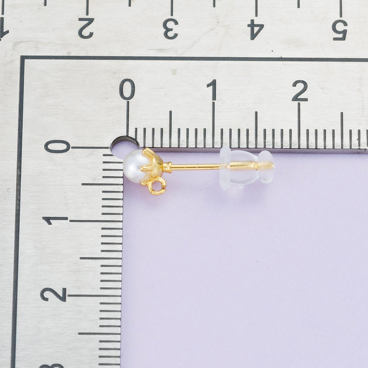 18K Gold Filled 4.5mm Shell Pearl Round Open Loop Drop Stud Earring | Findings - 00102 - DLUXCA