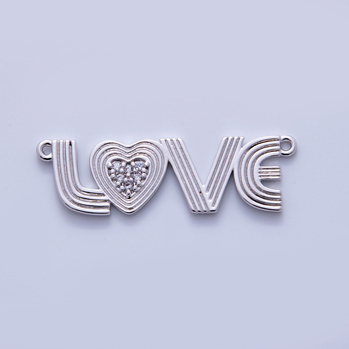 18K Gold Filled 46mm Micro Paved CZ Groovy Lined "LOVE" Connector in Gold & Silver | Y031 - DLUXCA