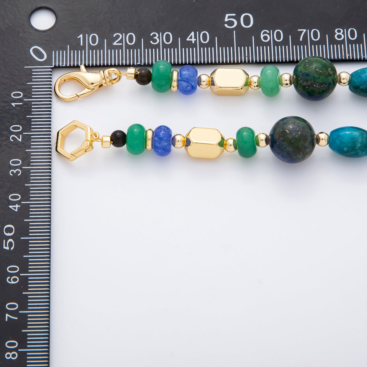 18K Gold Filled 4.6mm Multicolor Dyed Agate Gemstone Handcrafted 19 Inch Beaded Necklace | WA - 3382 - DLUXCA