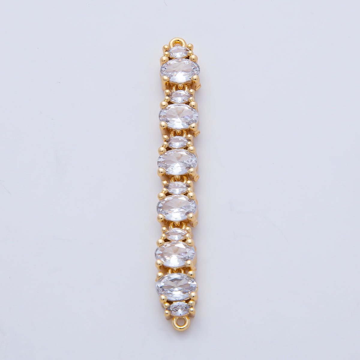 18K Gold Filled 46mm x 6mm Clear CZ Oval Marquise Connector | Y166 - DLUXCA