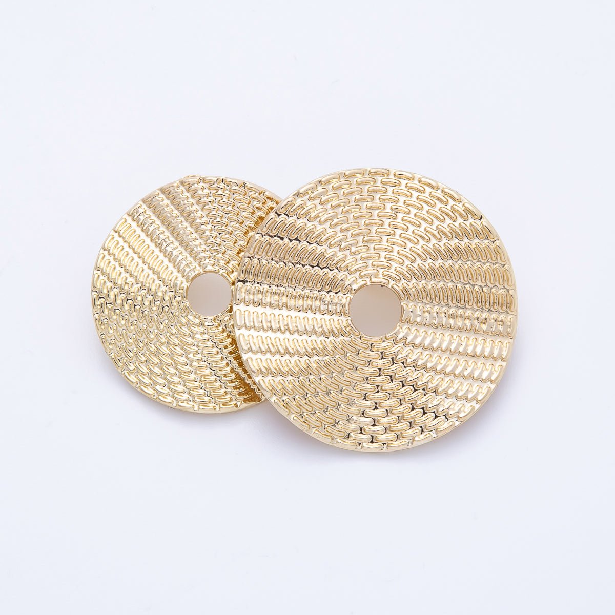 18K Gold Filled 47mm Double Hammered Woven Vinyl Round Brooch Pin | BH - 058 - DLUXCA