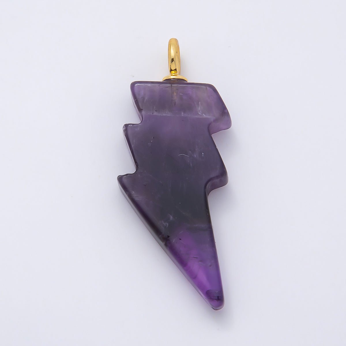 18K Gold Filled 47mm Lapis Lazuli, Amethyst, Agate Gemstone Lightning Bolt Thunder Pendant | Charms-01075 ~ Charms-01077 - DLUXCA