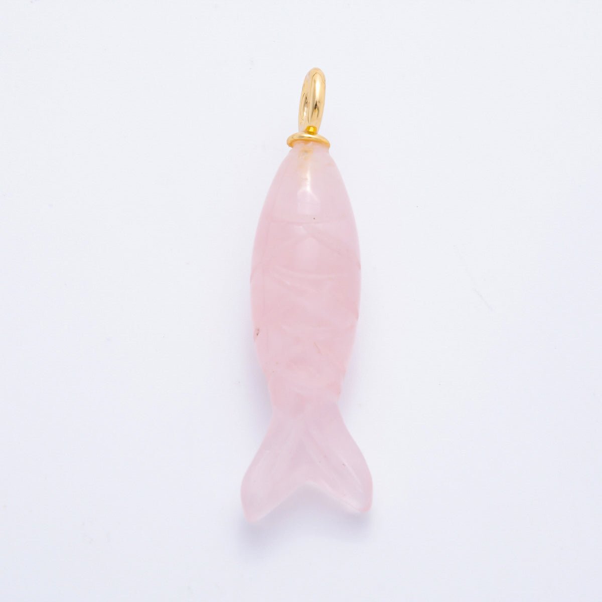 18K Gold Filled 48mm Quartz, Agate, & Tiger Eye Gemstone Sardine Fish Charm | C919 C923 C932 E008 - DLUXCA