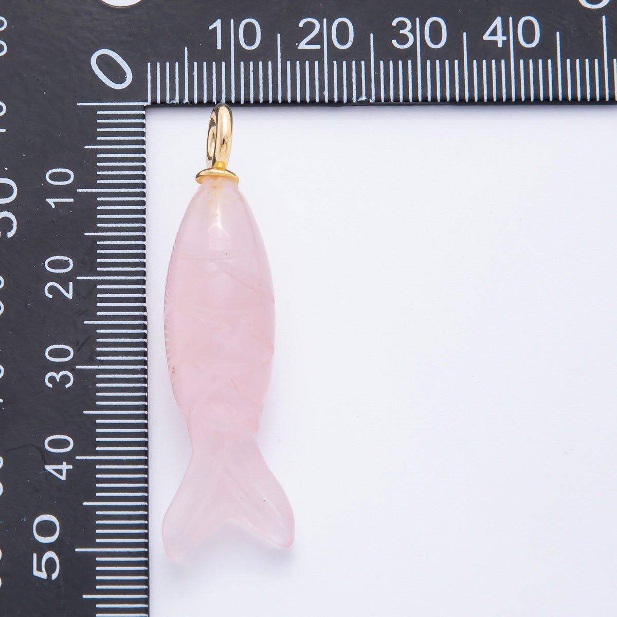 18K Gold Filled 48mm Quartz, Agate, & Tiger Eye Gemstone Sardine Fish Charm | C919 C923 C932 E008 - DLUXCA