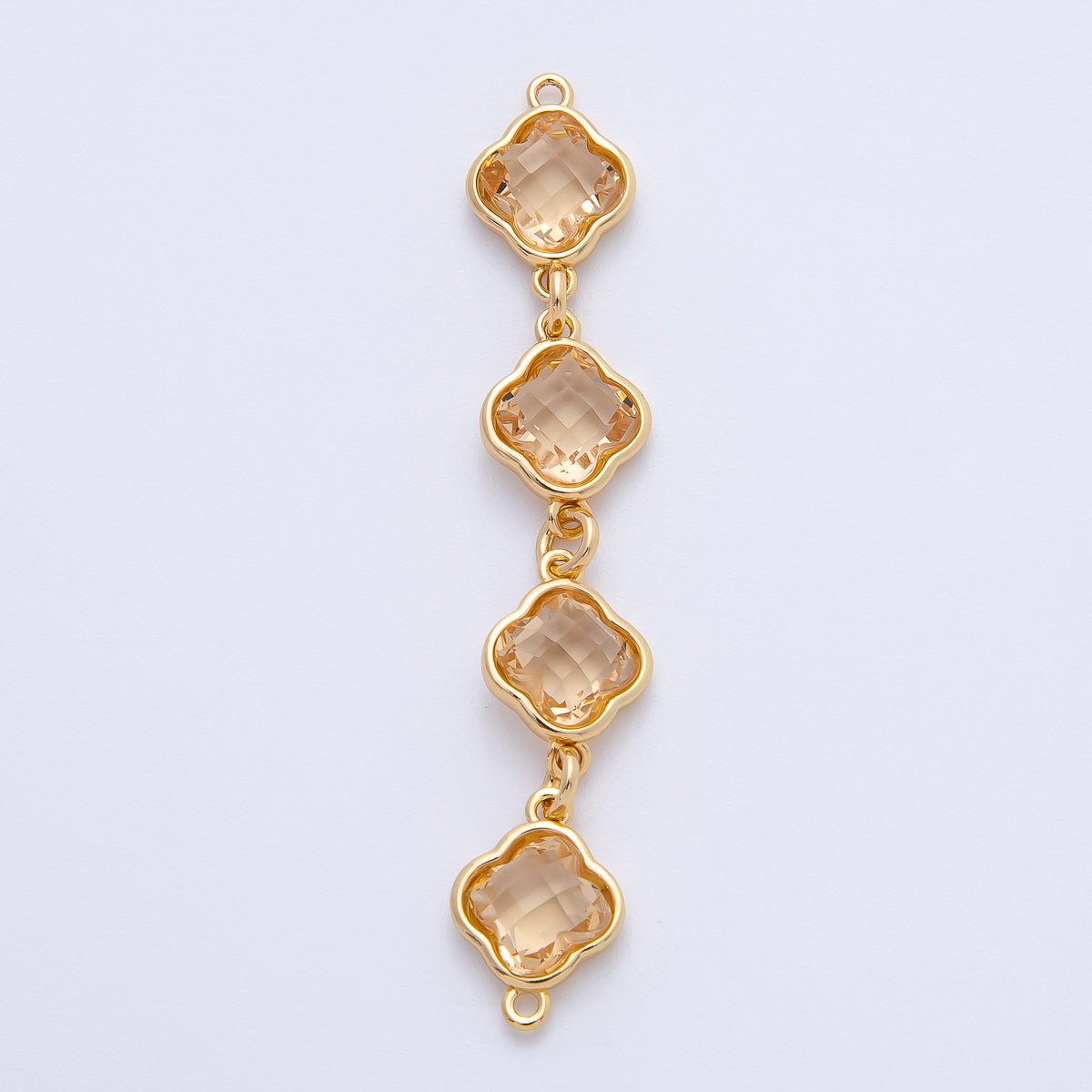 18K Gold Filled 49mm Blue, Brown, Champagne Clover CZ Linked Charm Connector | Y163 Y164 - DLUXCA