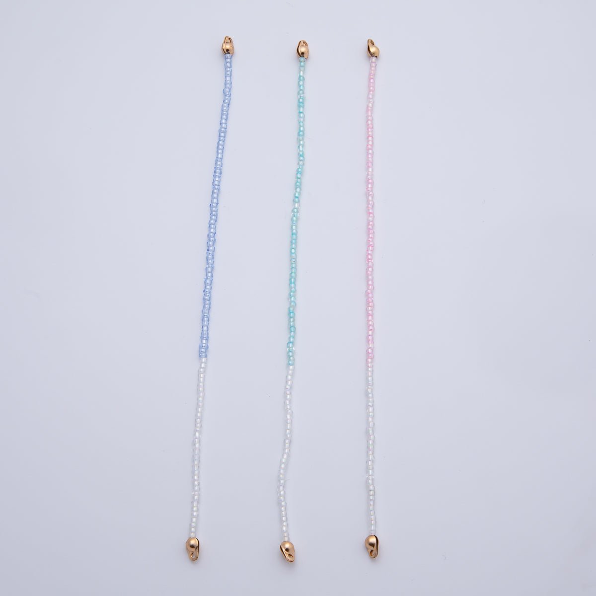 18K Gold Filled 4mm AB Pink, Blue, Teal White Gemstone Crimp Handmade Finding | Z1401 ~ Z1403 - DLUXCA