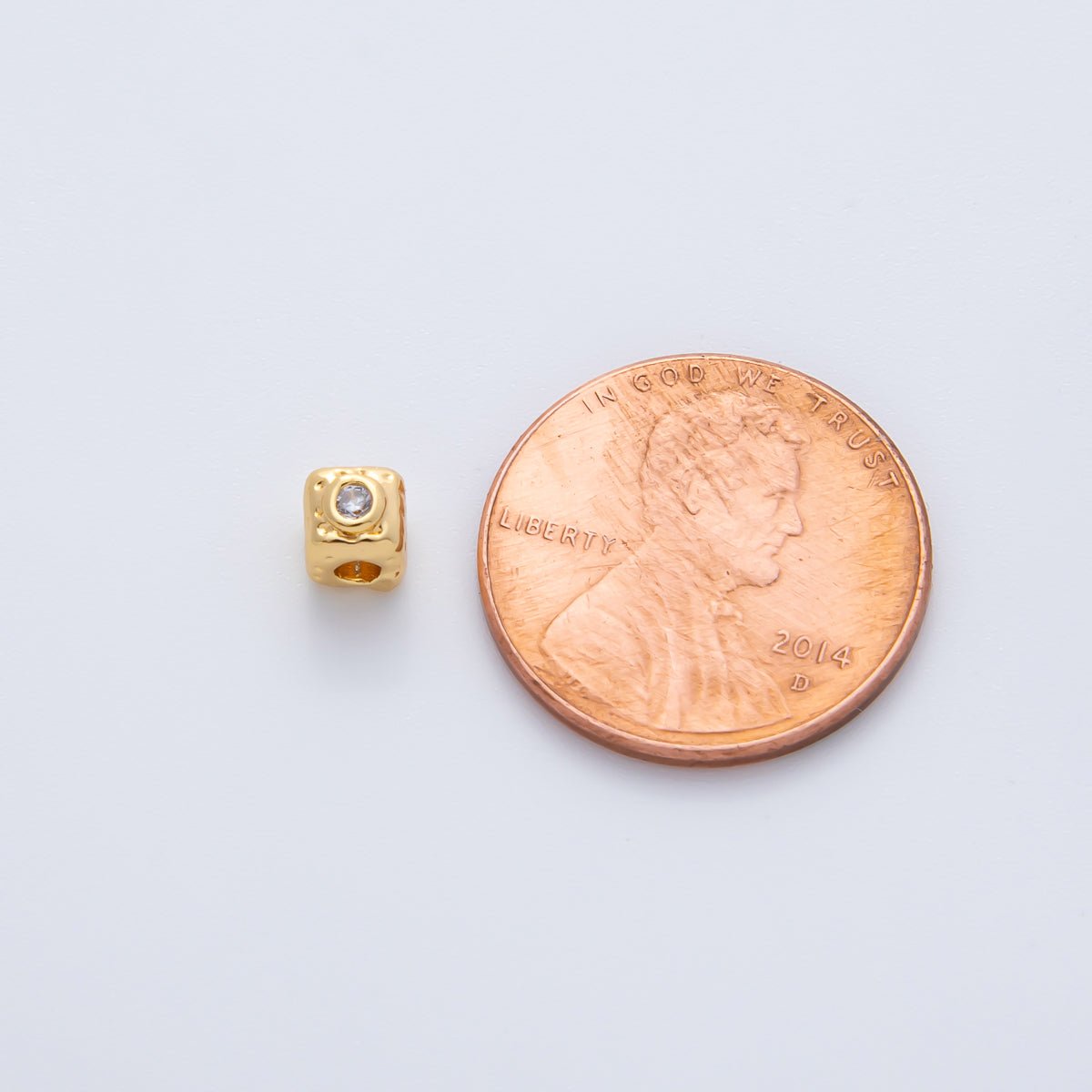 18K Gold Filled 4mm Clear, Fuchsia CZ Minimalist Cube Beads | B342 - DLUXCA