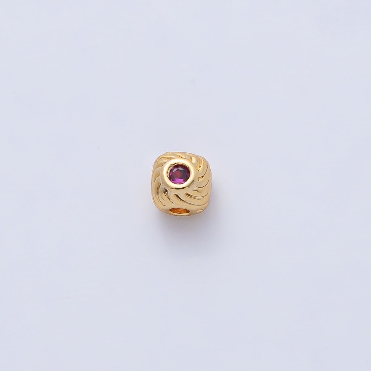 18K Gold Filled 4mm Fuchsia, Blue CZ Curled Line Bead | B522 - DLUXCA