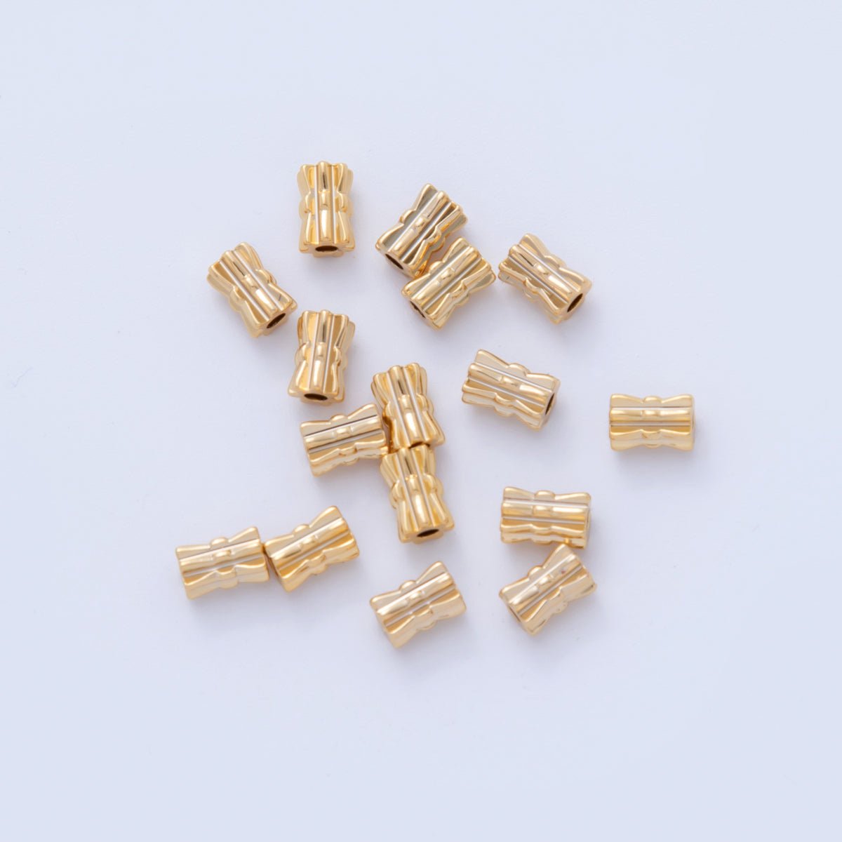18K Gold Filled 4mm Geometric Lined Tube Bead Set by 10 Pieces | B823 - DLUXCA