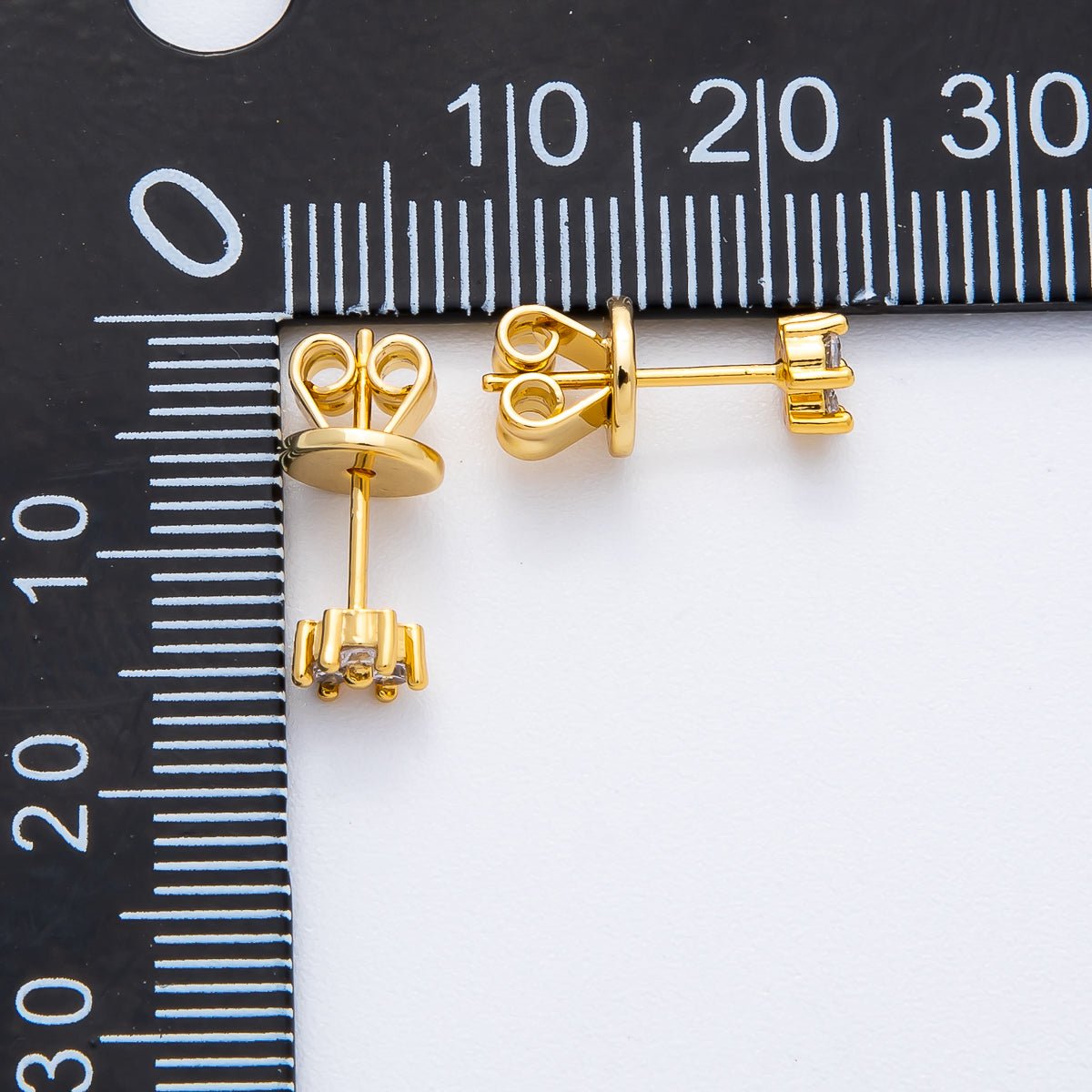 18K Gold Filled 4mm Micro Paved CZ Cluster Minimalist Dainty Stud Earrings | AD1564 - DLUXCA