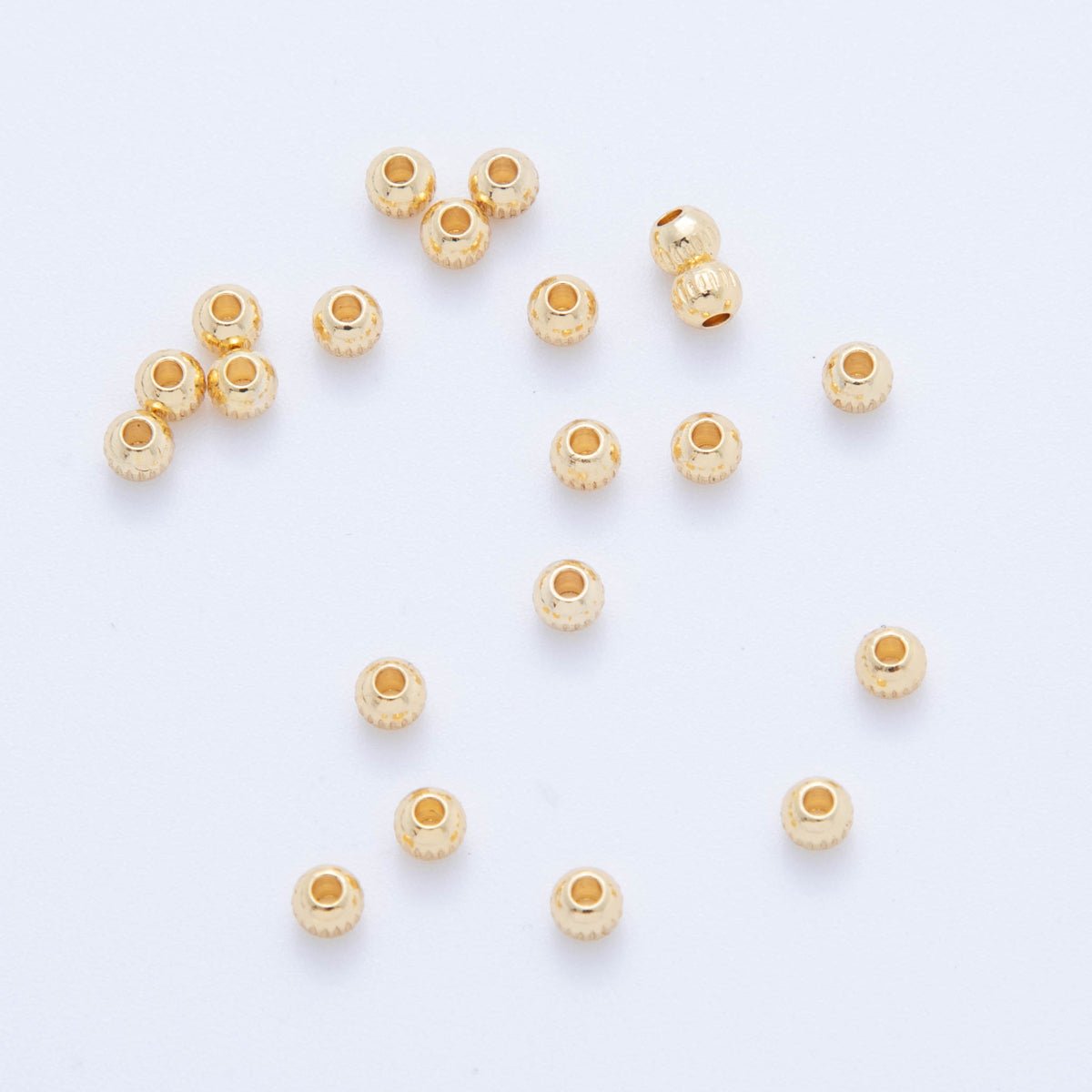18K Gold Filled 4mm Minimalist Lined Ribbed Spacer Bead By Pack | B746 - DLUXCA