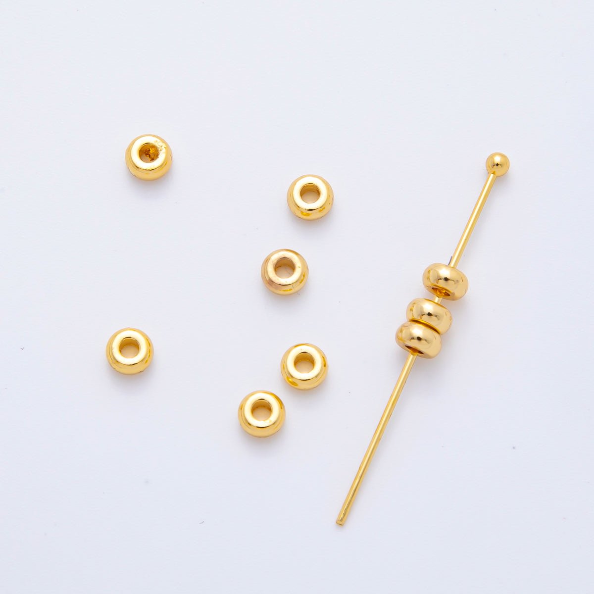 18K Gold Filled 4mm Minimalist Rondelle Spacer Bead Set | AF1089 - DLUXCA