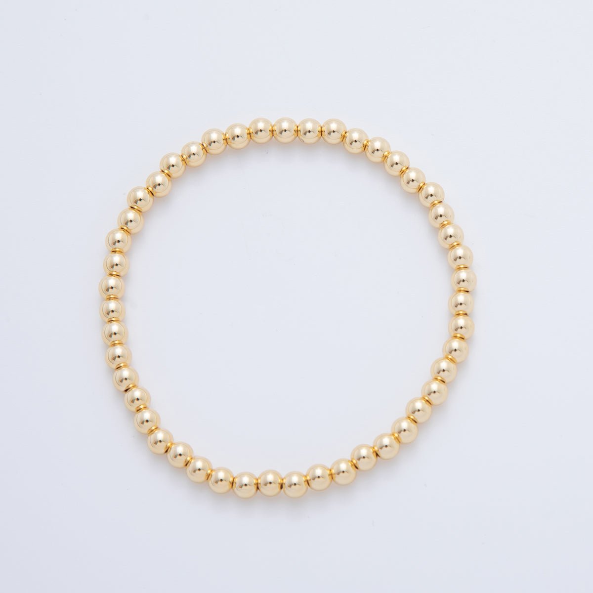 18K Gold Filled 4mm Minimalist Round Ball Stretch Bracelet | WA - 3948 - DLUXCA