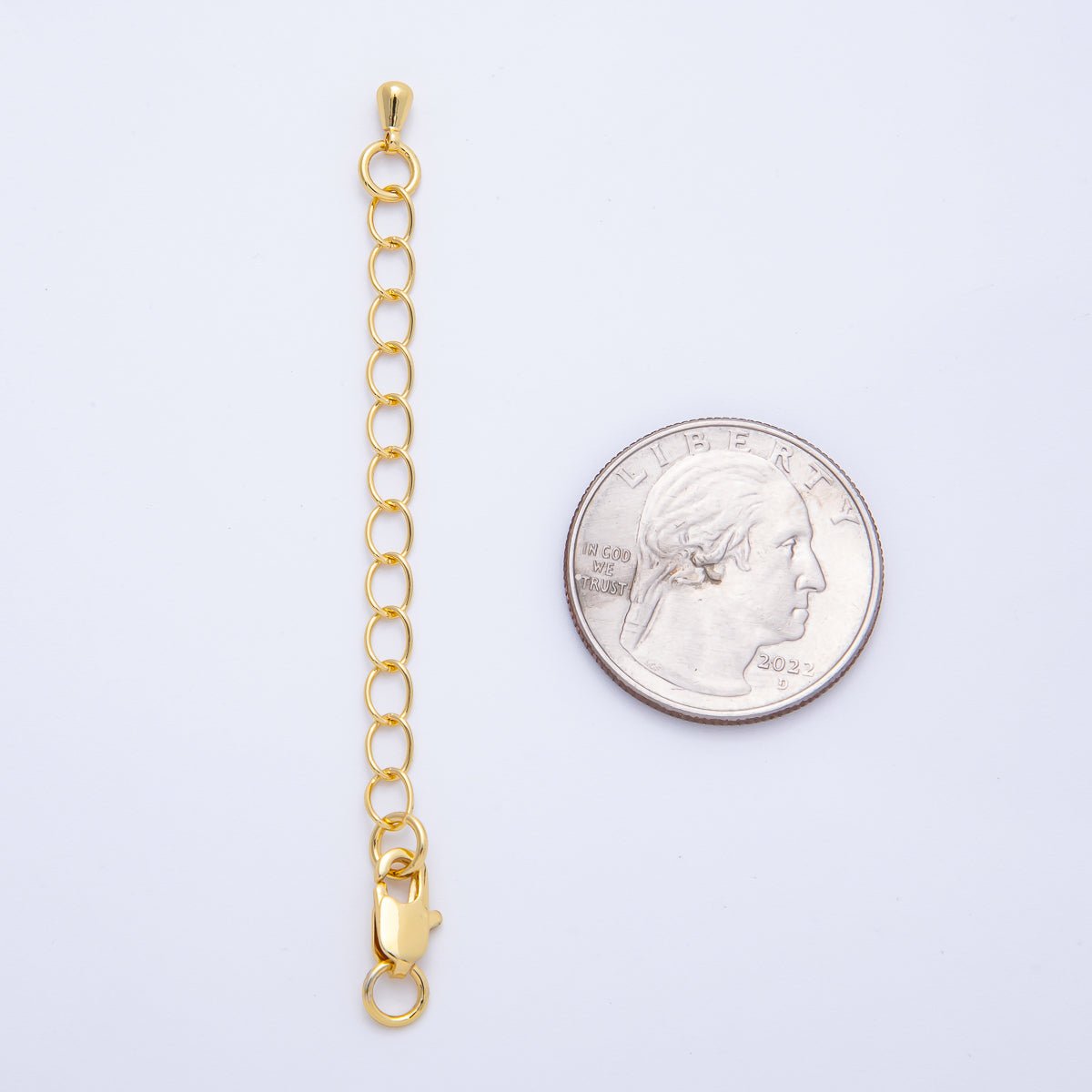 18K Gold Filled 4mm Rectangle Lobster Claw Clasp w. 3 - Inch Extender Closure | Findings - 00078 - DLUXCA