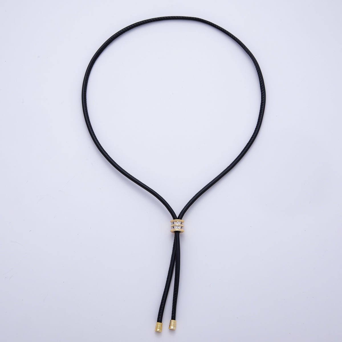 18K Gold Filled 4mm Red, Khaki, Brown Leather Bolo Chain w. Rectangular CZ 25.98 Inch Necklace | WA - 256 WA - 266 WA - 375 WA - 1661 WA - 1669 WA - 2048 - DLUXCA