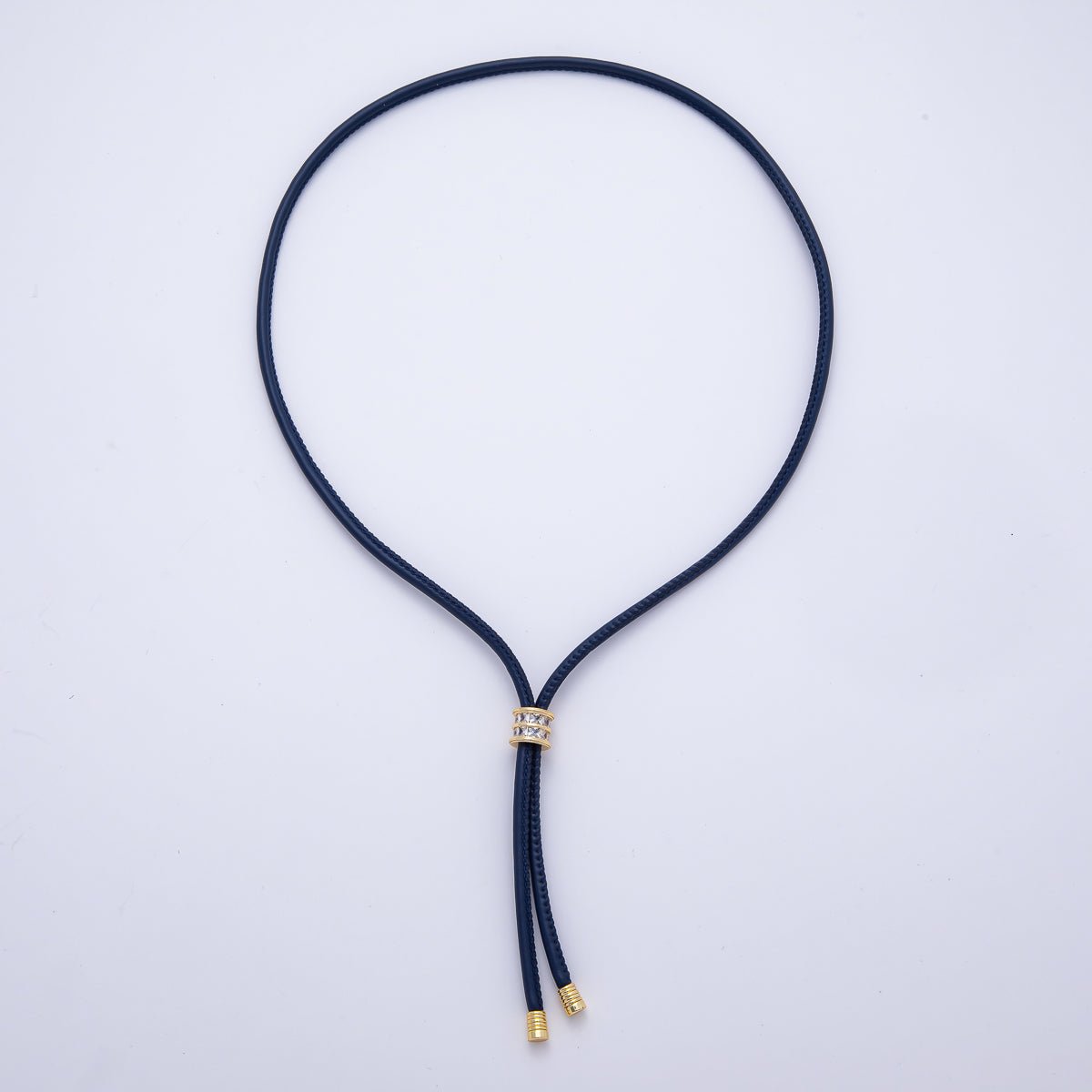 18K Gold Filled 4mm Red, Khaki, Brown Leather Bolo Chain w. Rectangular CZ 25.98 Inch Necklace | WA - 256 WA - 266 WA - 375 WA - 1661 WA - 1669 WA - 2048 - DLUXCA