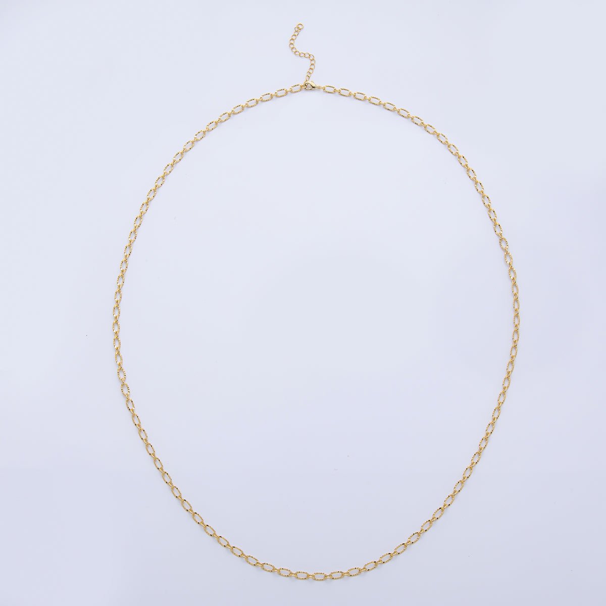 18K Gold Filled 4mm Sunburst Paperclip Chain 30 Inch Necklace | WA - 3997 - DLUXCA