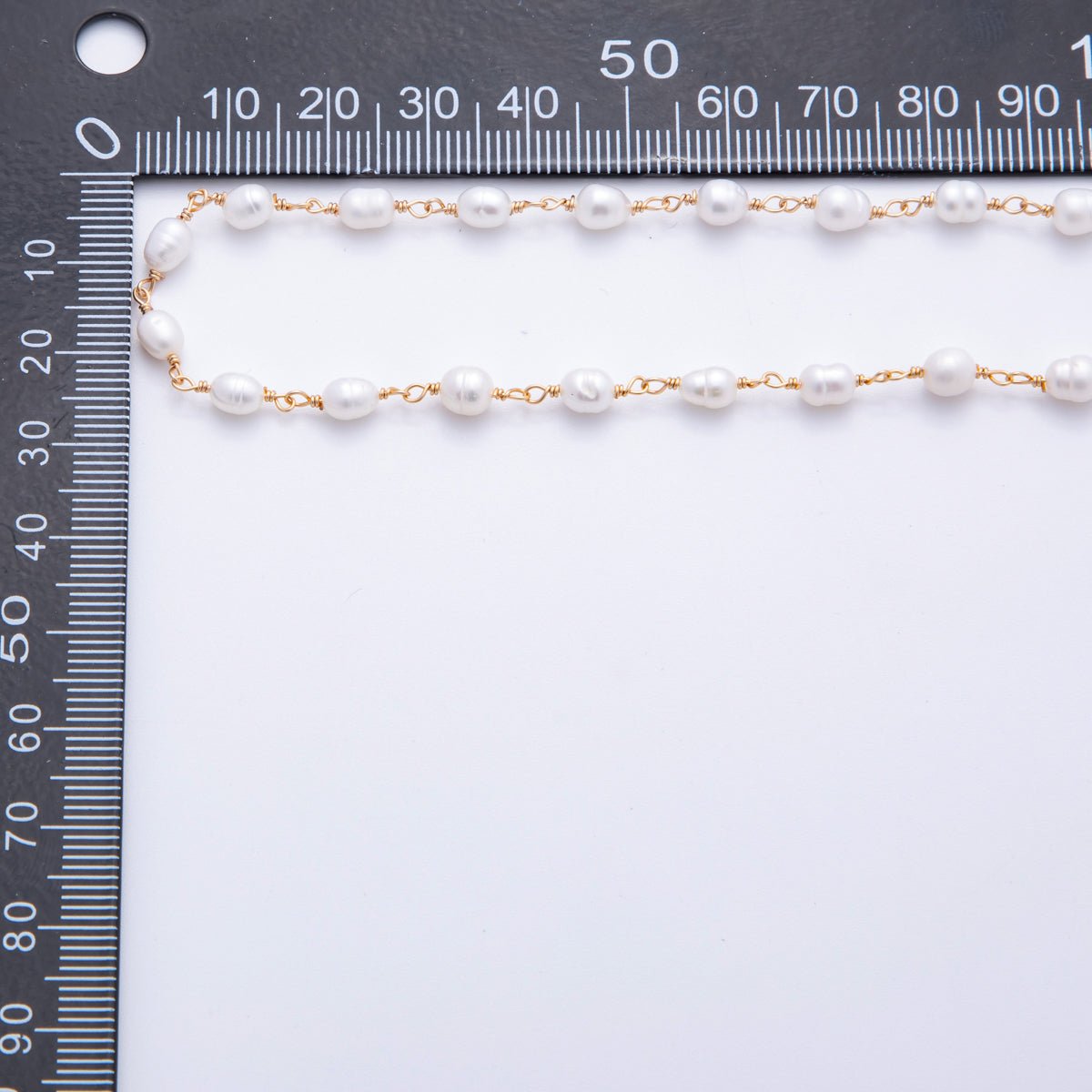 18K Gold Filled 4mm Unfinished Potato Pearl Rosary Chain by Yard | ROLL - 1705 - DLUXCA