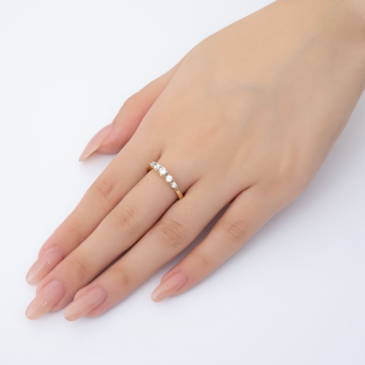 18K Gold Filled 5 - Crown Round CZ Solitare Adjustable Ring in Gold & Two - Toned | O - A2158 - DLUXCA