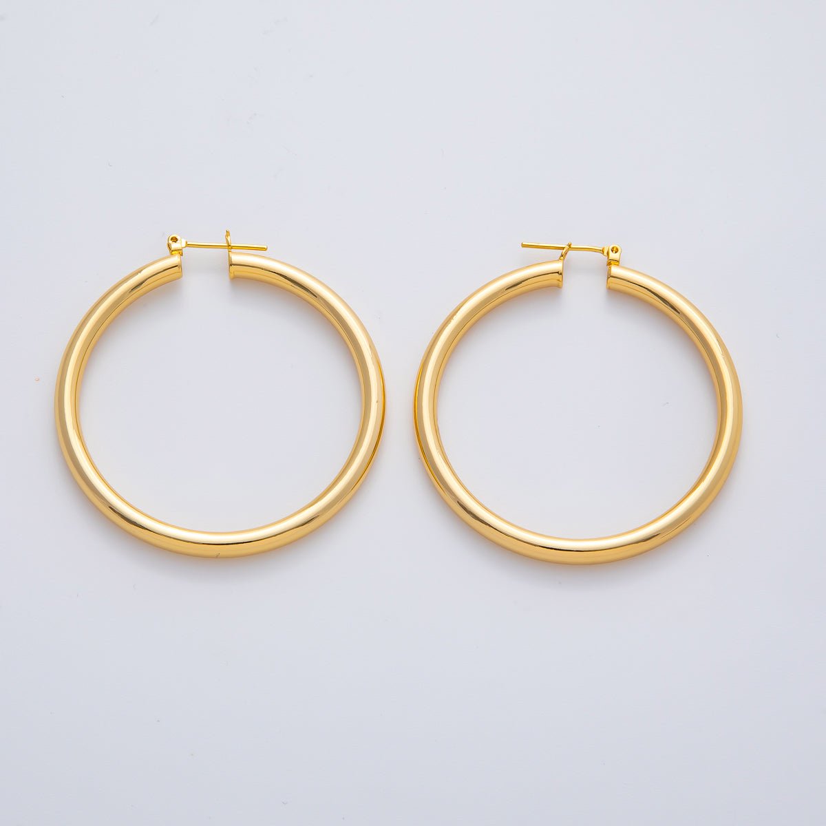 18K Gold Filled 50mm Minimalist Band Latch Hoop Earrings | AD1603 - DLUXCA