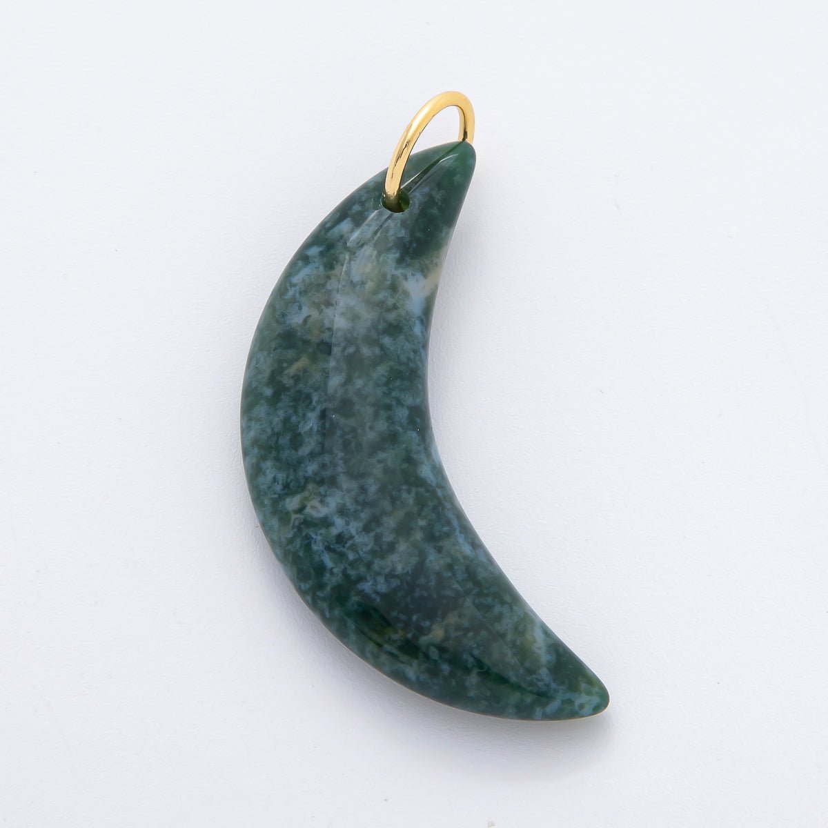 18K Gold Filled 54mm Aventurine, Agate, & Opal Gemstone Crescent Moon Charm | N412 N442 N456 - DLUXCA