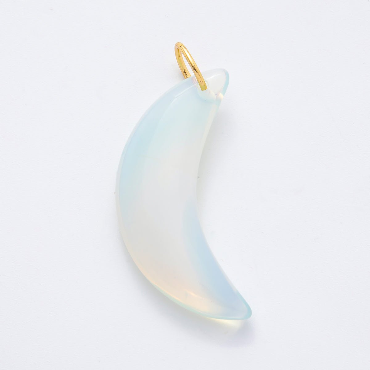 18K Gold Filled 54mm Aventurine, Agate, & Opal Gemstone Crescent Moon Charm | N412 N442 N456 - DLUXCA