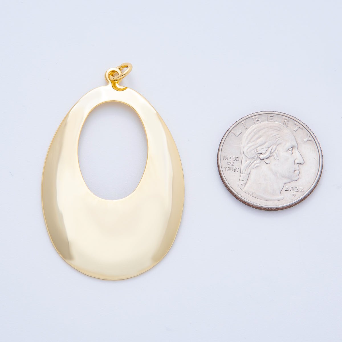 18K Gold Filled 55mm Geometric Oval Oblong Charm | N - A1514 - DLUXCA