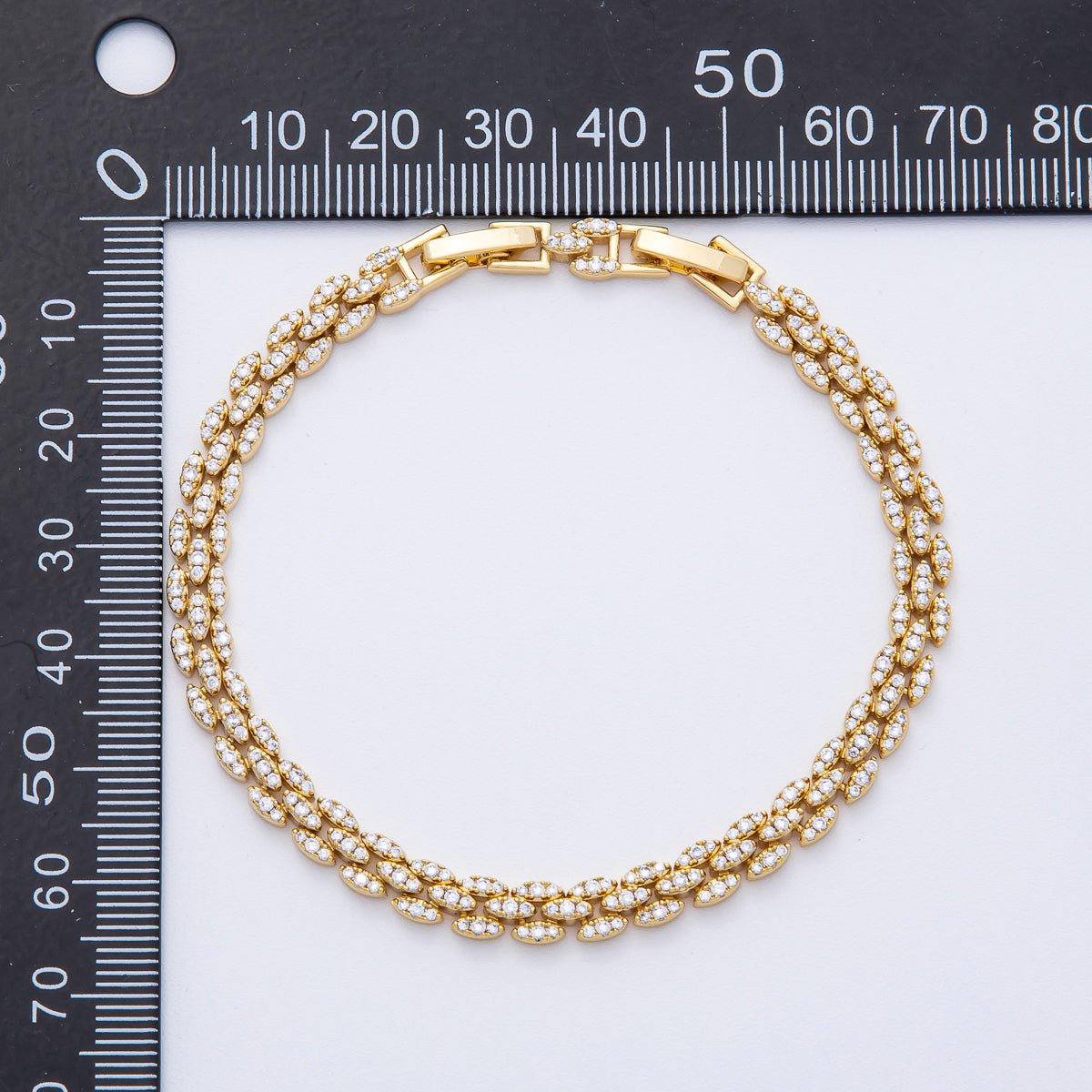 18K Gold Filled 5.5mm Micro Paved CZ Panther Chain Adjustable Bracelet | WA - 3885 - DLUXCA