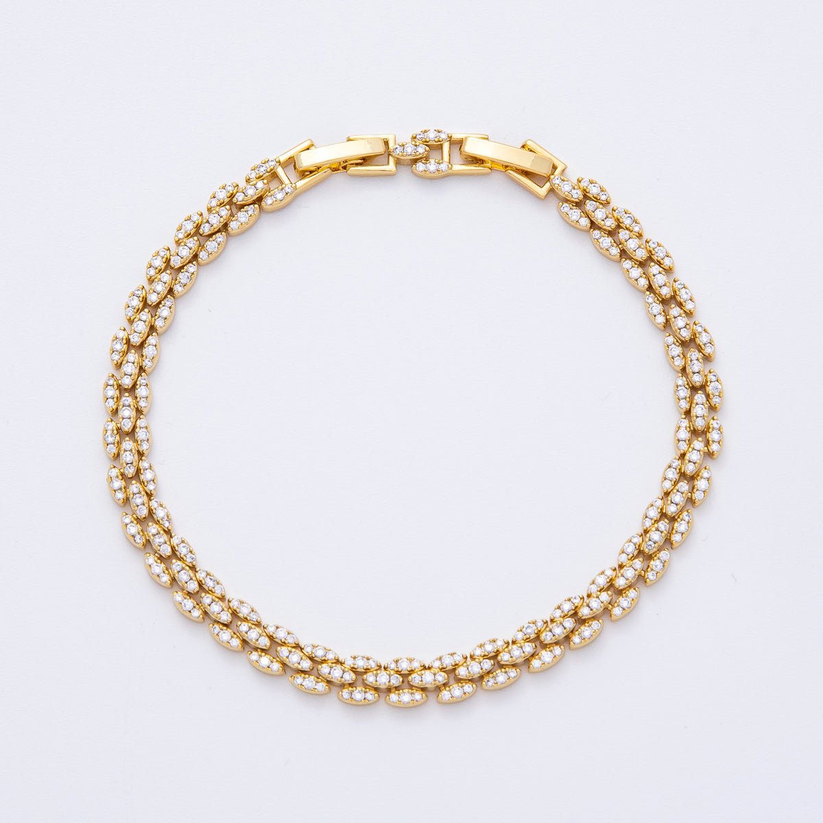18K Gold Filled 5.5mm Micro Paved CZ Panther Chain Adjustable Bracelet | WA - 3885 - DLUXCA